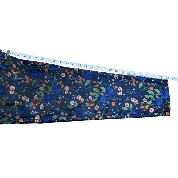FORE FLORAL PANTS HIGH RISE NAVY COLORFUL ARTSY POCKETS TAPERED SIZE S FEMININE - Picture 10 of 11